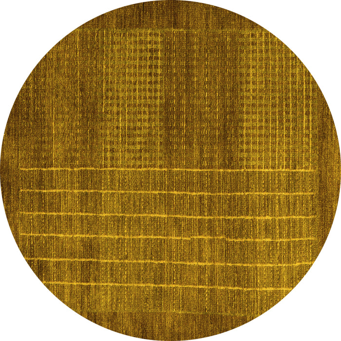 Round Machine Washable Abstract Yellow Modern Rug, wshabs5495yw