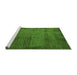 Sideview of Machine Washable Abstract Green Modern Area Rugs, wshabs5495grn