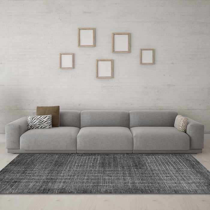 Machine Washable Abstract Gray Modern Rug in a Living Room,, wshabs5495gry