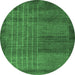 Round Abstract Emerald Green Modern Rug, abs5495emgrn