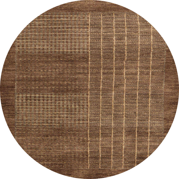 Round Abstract Saddle Brown Modern Rug, abs5495
