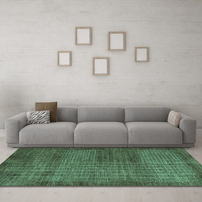 Machine Washable Abstract Turquoise Modern Area Rugs in a Living Room,, wshabs5495turq