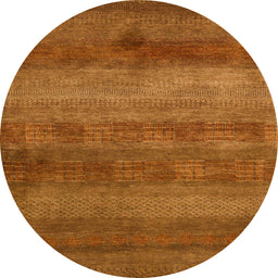 Round Machine Washable Abstract Neon Orange Rug, wshabs5496