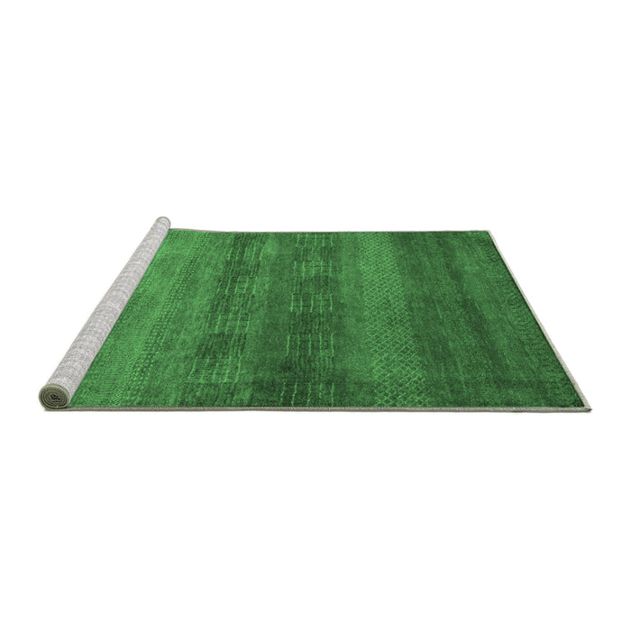 Sideview of Machine Washable Abstract Emerald Green Modern Area Rugs, wshabs5496emgrn
