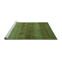 Sideview of Machine Washable Abstract Turquoise Modern Area Rugs, wshabs5496turq