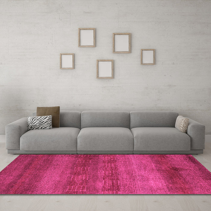 Machine Washable Abstract Pink Modern Rug in a Living Room, wshabs5496pnk