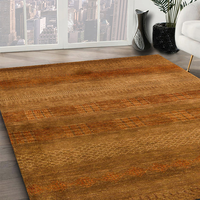 Abstract Neon Orange Modern Rug in Family Room, abs5496