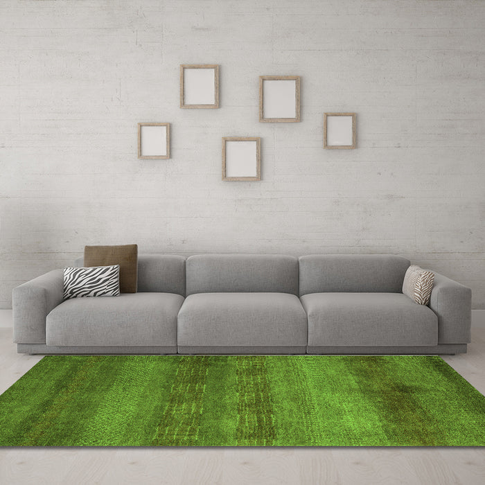 Machine Washable Abstract Green Modern Area Rugs in a Living Room,, wshabs5496grn