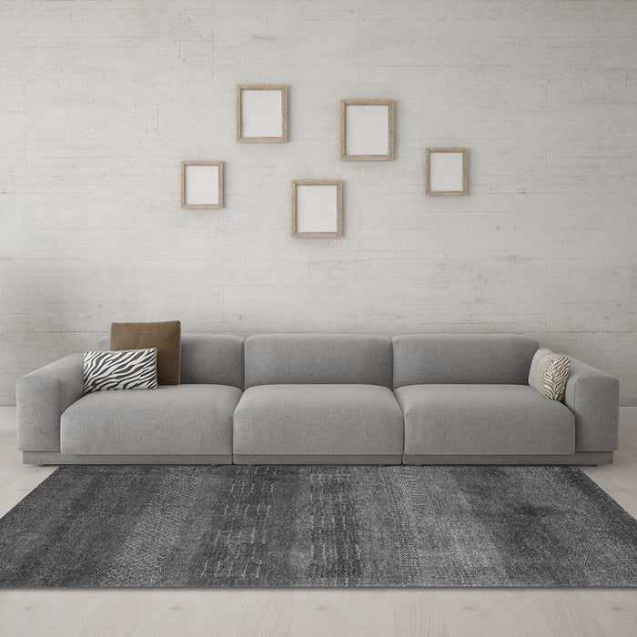 Machine Washable Abstract Gray Modern Rug in a Living Room,, wshabs5496gry