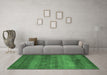 Machine Washable Abstract Emerald Green Modern Area Rugs in a Living Room,, wshabs5496emgrn