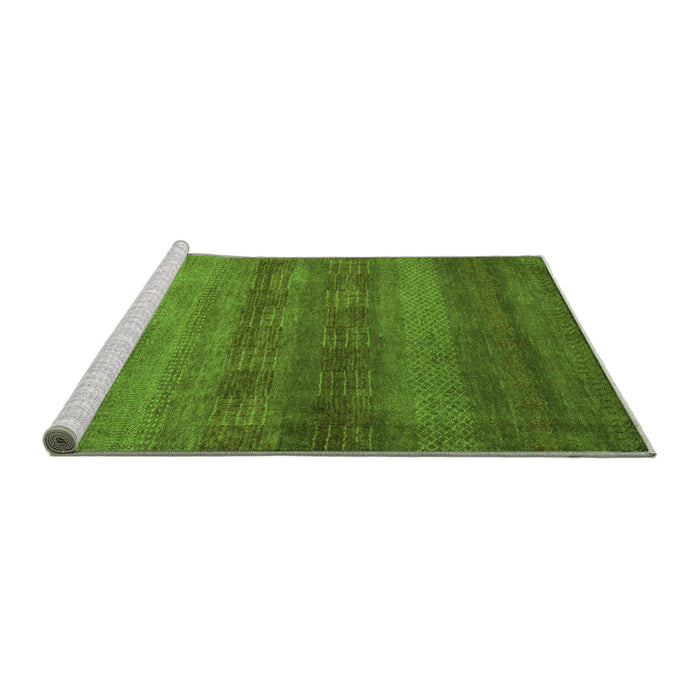 Sideview of Machine Washable Abstract Green Modern Area Rugs, wshabs5496grn