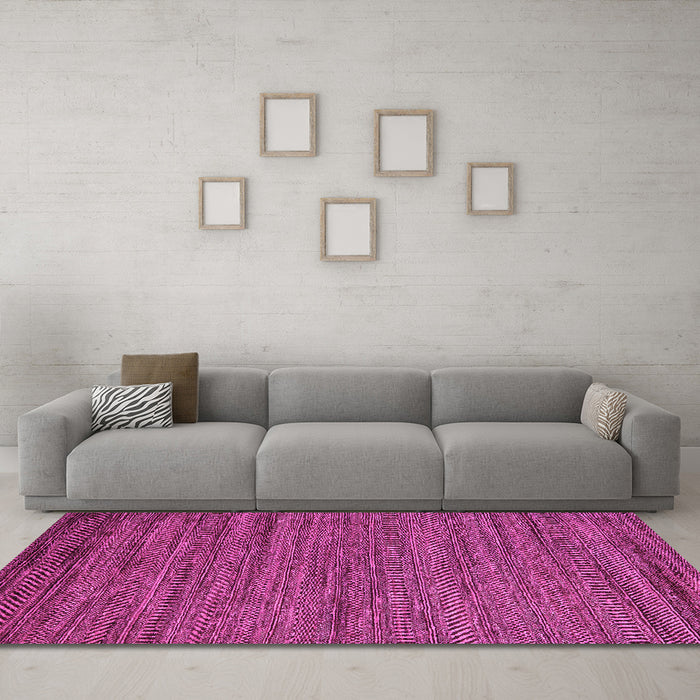 Machine Washable Abstract Pink Modern Rug in a Living Room, wshabs5497pnk