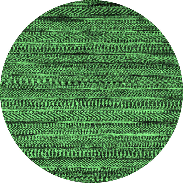 Round Abstract Emerald Green Modern Rug, abs5497emgrn