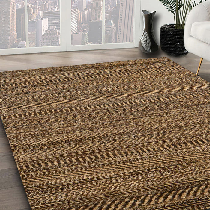 Abstract Red Brown Modern Rug in Family Room, abs5497