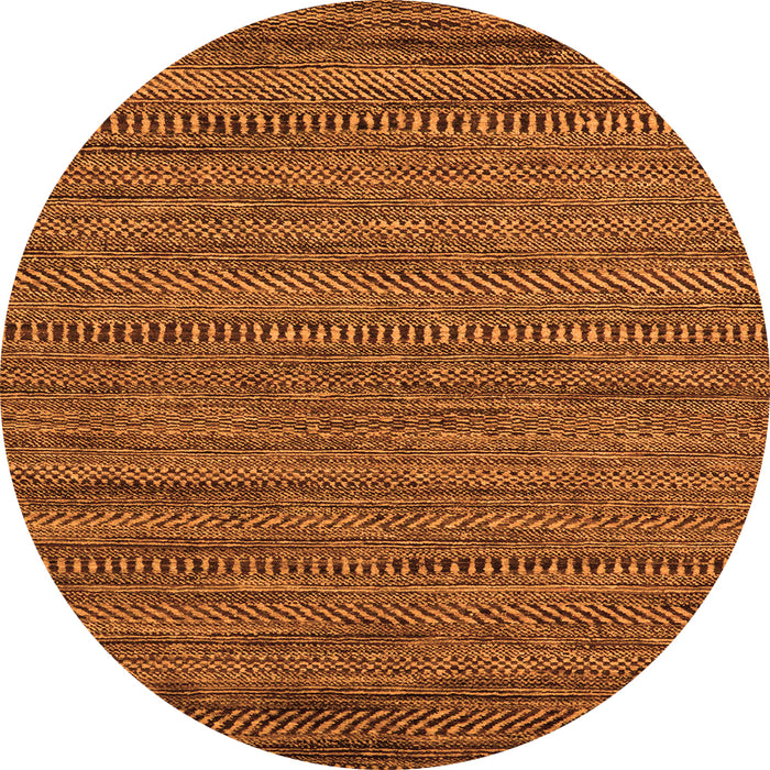 Round Machine Washable Abstract Orange Modern Area Rugs, wshabs5497org