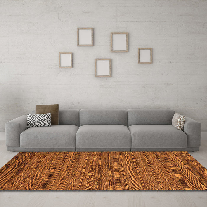 Machine Washable Abstract Orange Modern Area Rugs in a Living Room, wshabs5497org