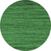 Round Machine Washable Abstract Emerald Green Modern Area Rugs, wshabs5497emgrn