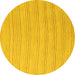 Round Machine Washable Solid Yellow Modern Rug, wshabs5498yw