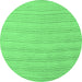 Round Machine Washable Solid Emerald Green Modern Area Rugs, wshabs5498emgrn