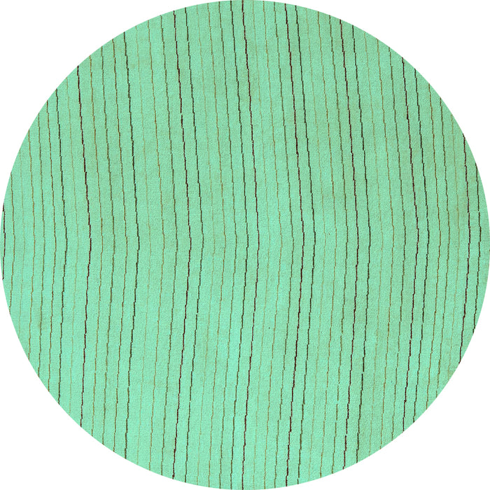 Round Machine Washable Solid Turquoise Modern Area Rugs, wshabs5498turq