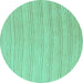 Round Machine Washable Solid Turquoise Modern Area Rugs, wshabs5498turq