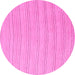 Round Machine Washable Solid Pink Modern Rug, wshabs5498pnk
