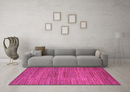Machine Washable Abstract Pink Modern Rug in a Living Room, wshabs5499pnk
