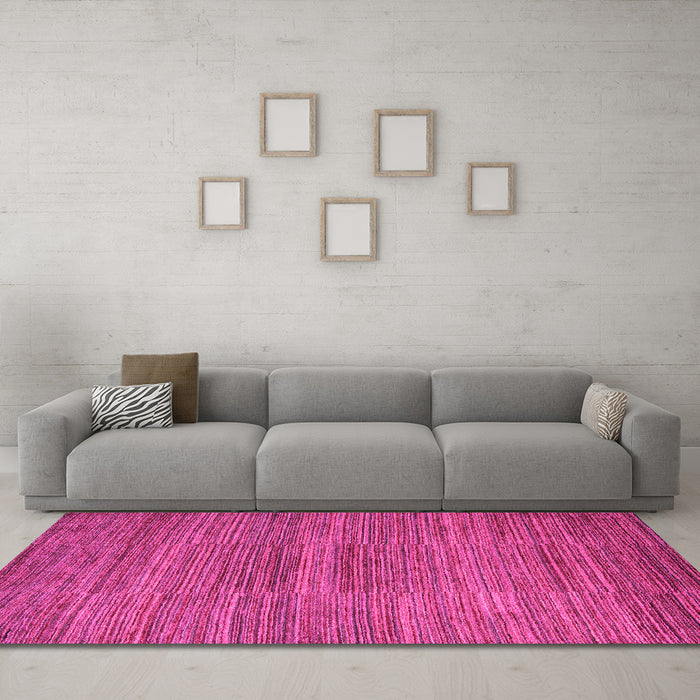 Machine Washable Abstract Pink Modern Rug in a Living Room, wshabs5499pnk