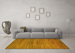 Machine Washable Abstract Yellow Modern Rug in a Living Room, wshabs5499yw