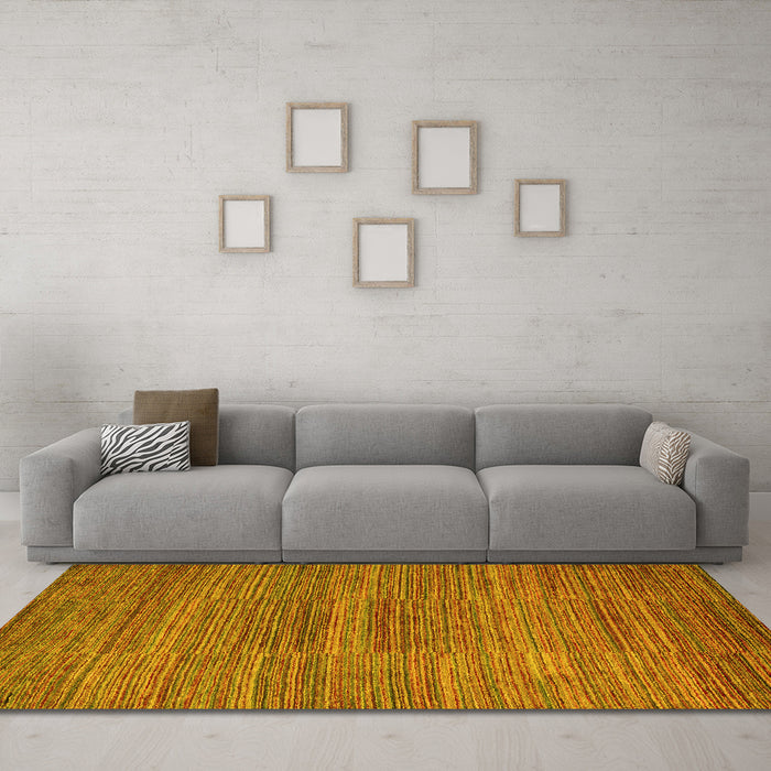 Machine Washable Abstract Yellow Modern Rug in a Living Room, wshabs5499yw