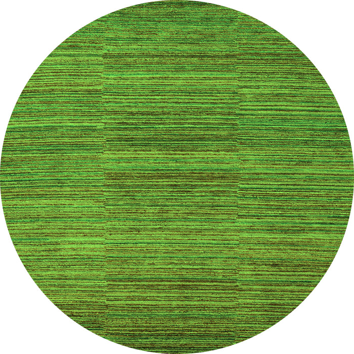 Round Machine Washable Abstract Green Modern Area Rugs, wshabs5499grn