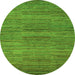 Round Machine Washable Abstract Green Modern Area Rugs, wshabs5499grn