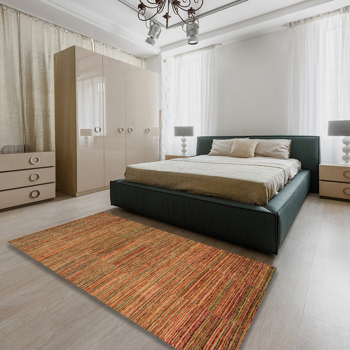 Abstract Orange Modern Rug in a Bedroom, abs5499