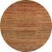 Round Abstract Orange Modern Rug, abs5499