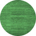 Round Machine Washable Abstract Emerald Green Modern Area Rugs, wshabs5499emgrn
