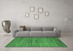 Machine Washable Abstract Emerald Green Modern Area Rugs in a Living Room,, wshabs5499emgrn