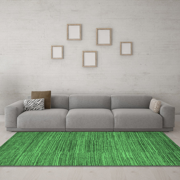 Machine Washable Abstract Emerald Green Modern Area Rugs in a Living Room,, wshabs5499emgrn