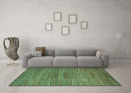 Machine Washable Abstract Turquoise Modern Area Rugs in a Living Room,, wshabs5499turq