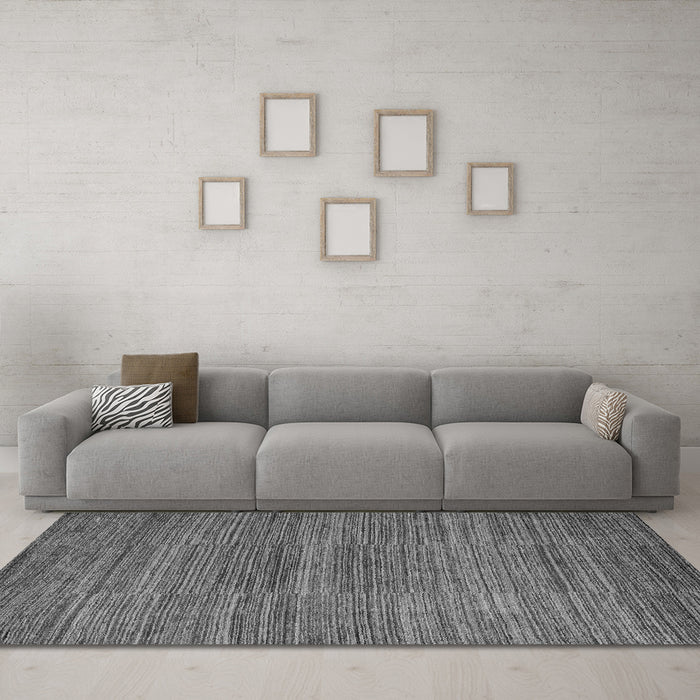 Machine Washable Abstract Gray Modern Rug in a Living Room,, wshabs5499gry