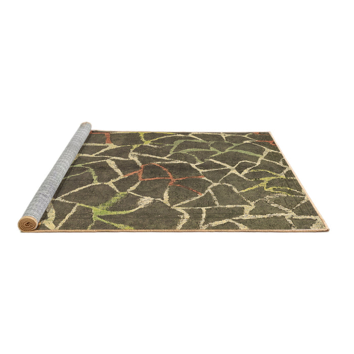 Sideview of Machine Washable Abstract Brown Modern Rug, wshabs549brn