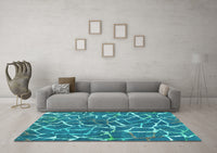 Machine Washable Abstract Turquoise Modern Rug, wshabs549turq