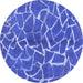 Round Machine Washable Abstract Blue Modern Rug, wshabs549blu