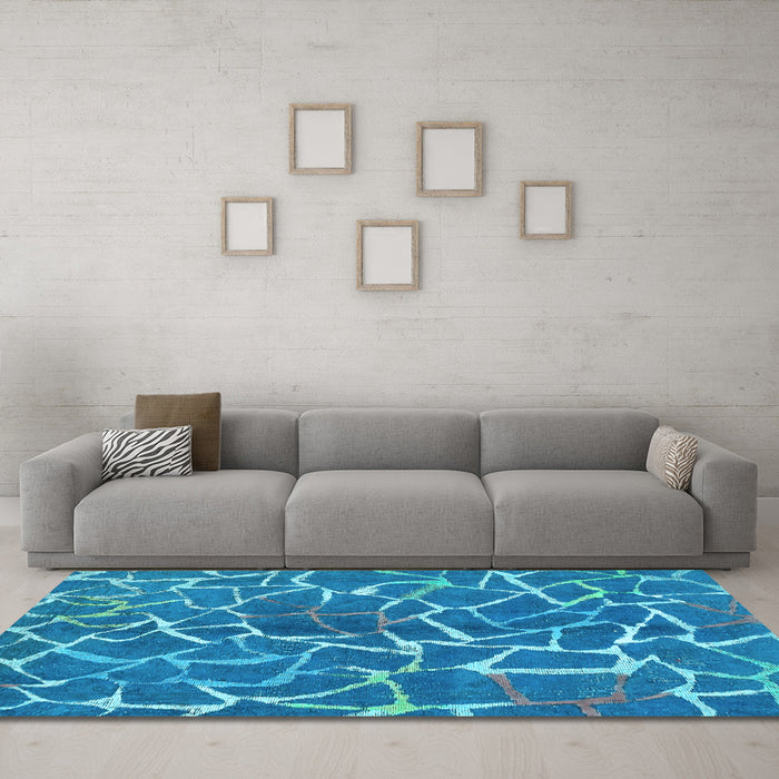 Machine Washable Abstract Light Blue Modern Rug in a Living Room, wshabs549lblu