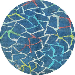 Round Abstract Blue Modern Rug, abs549