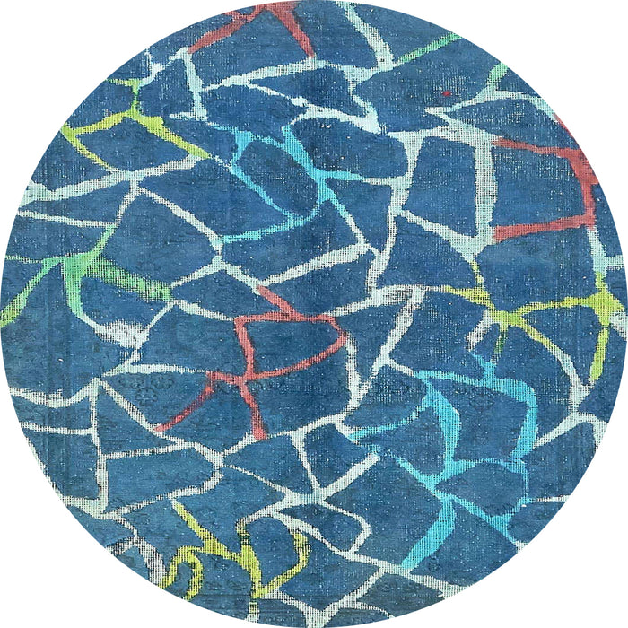 Round Abstract Blue Modern Rug, abs549