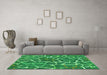 Machine Washable Abstract Green Modern Area Rugs in a Living Room,, wshabs549grn