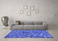 Machine Washable Abstract Blue Modern Rug, wshabs549blu