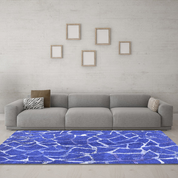 Machine Washable Abstract Blue Modern Rug in a Living Room, wshabs549blu