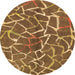 Round Abstract Orange Modern Rug, abs549org