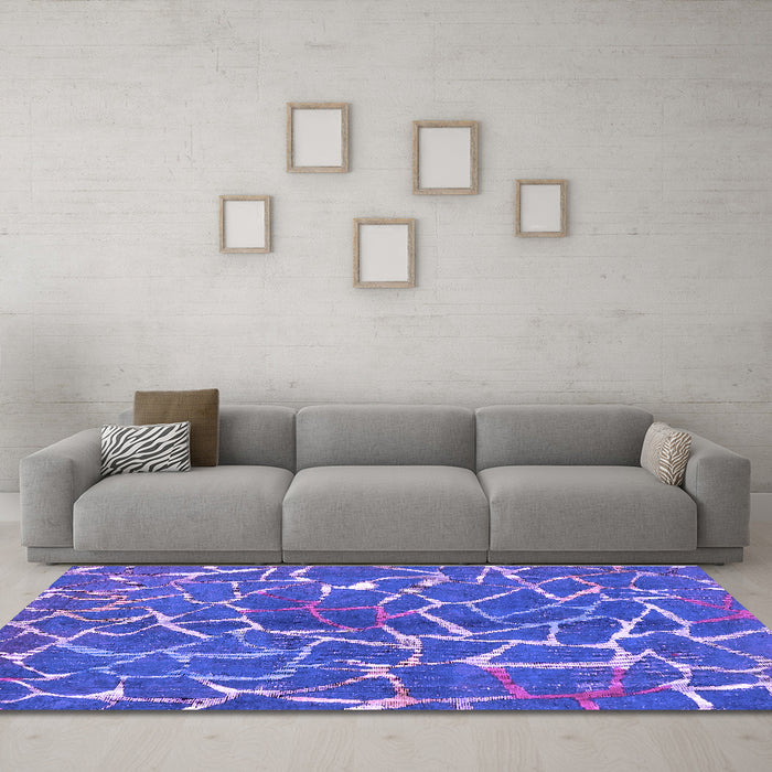 Machine Washable Abstract Purple Modern Area Rugs in a Living Room, wshabs549pur